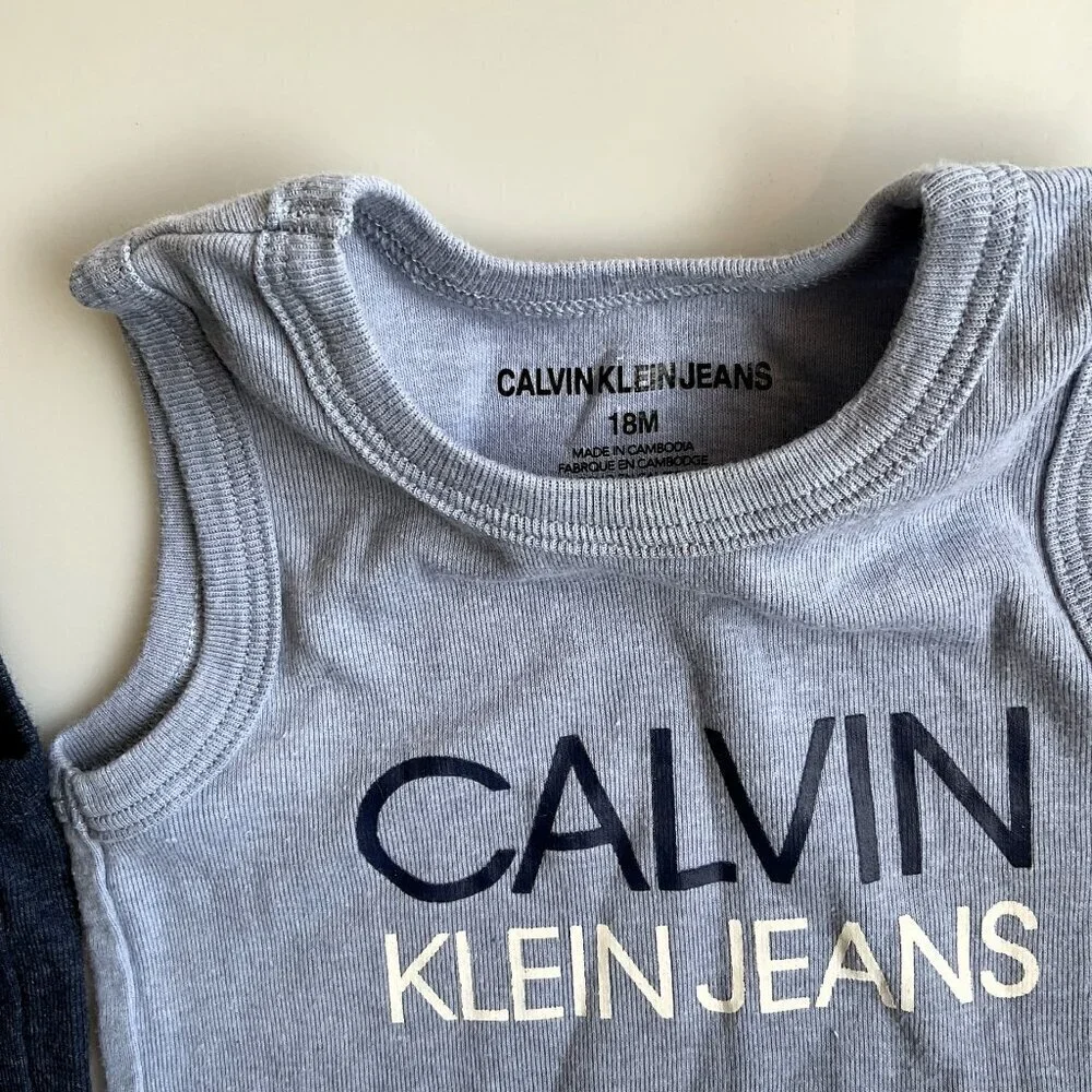 Calvin Klein Jeans Baby Boys Sleeveless Bodysuit Bundle 18M